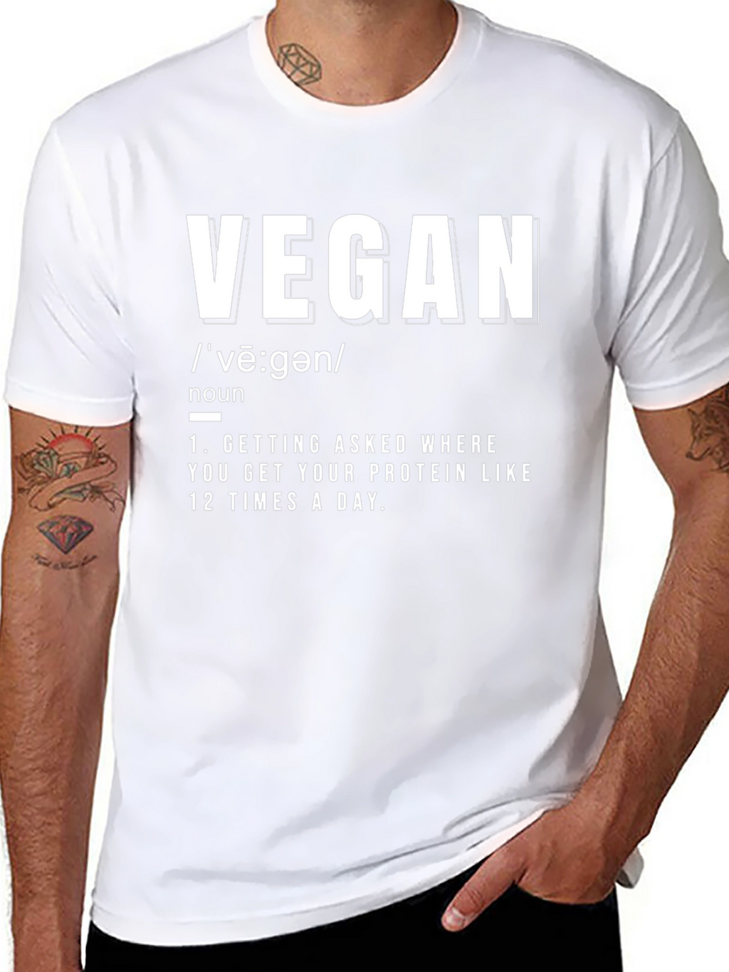 Vegan Definition T-Shirt -  Funny Protein Question Tee