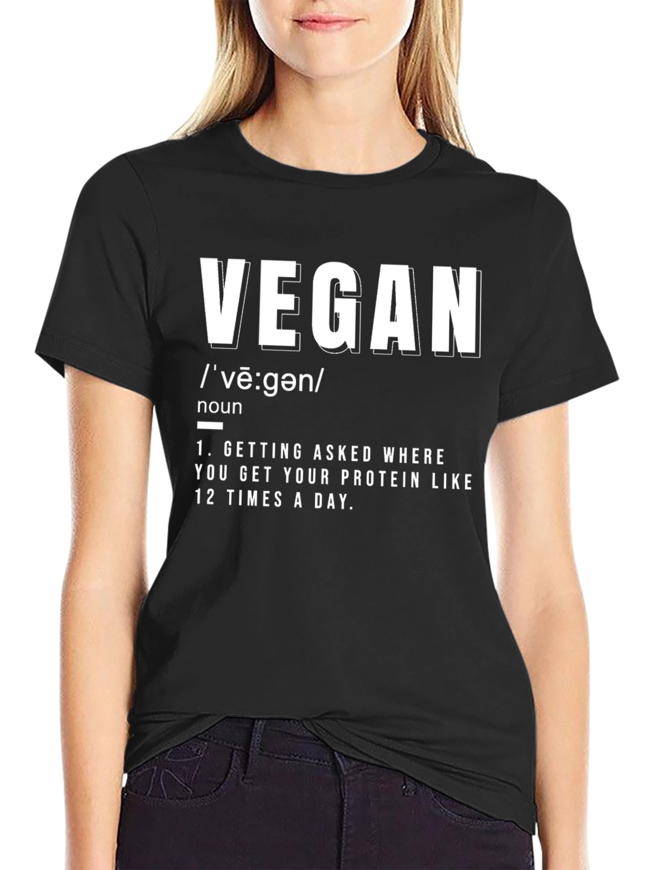 Vegan Definition T-Shirt -  Funny Protein Question Tee
