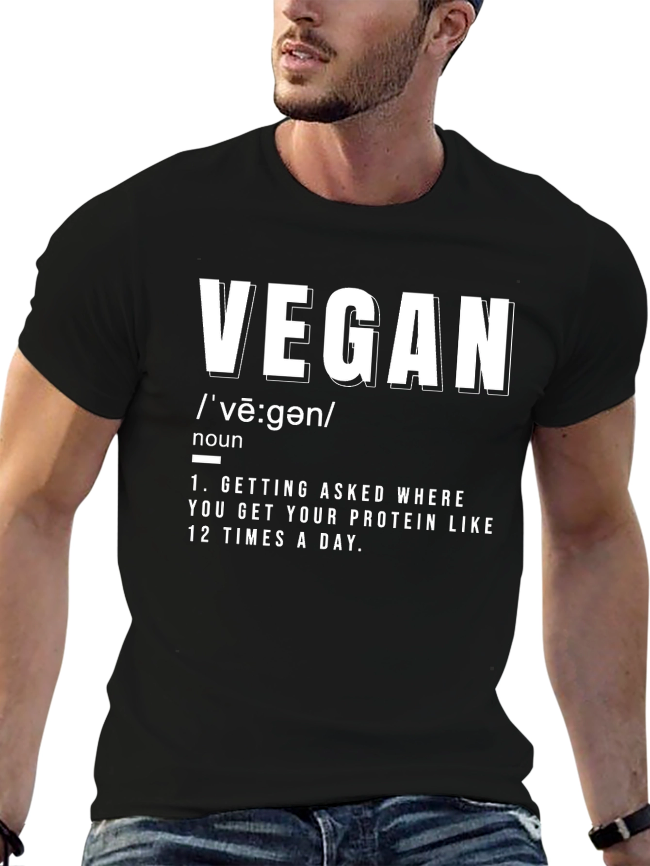 Vegan Definition T-Shirt -  Funny Protein Question Tee