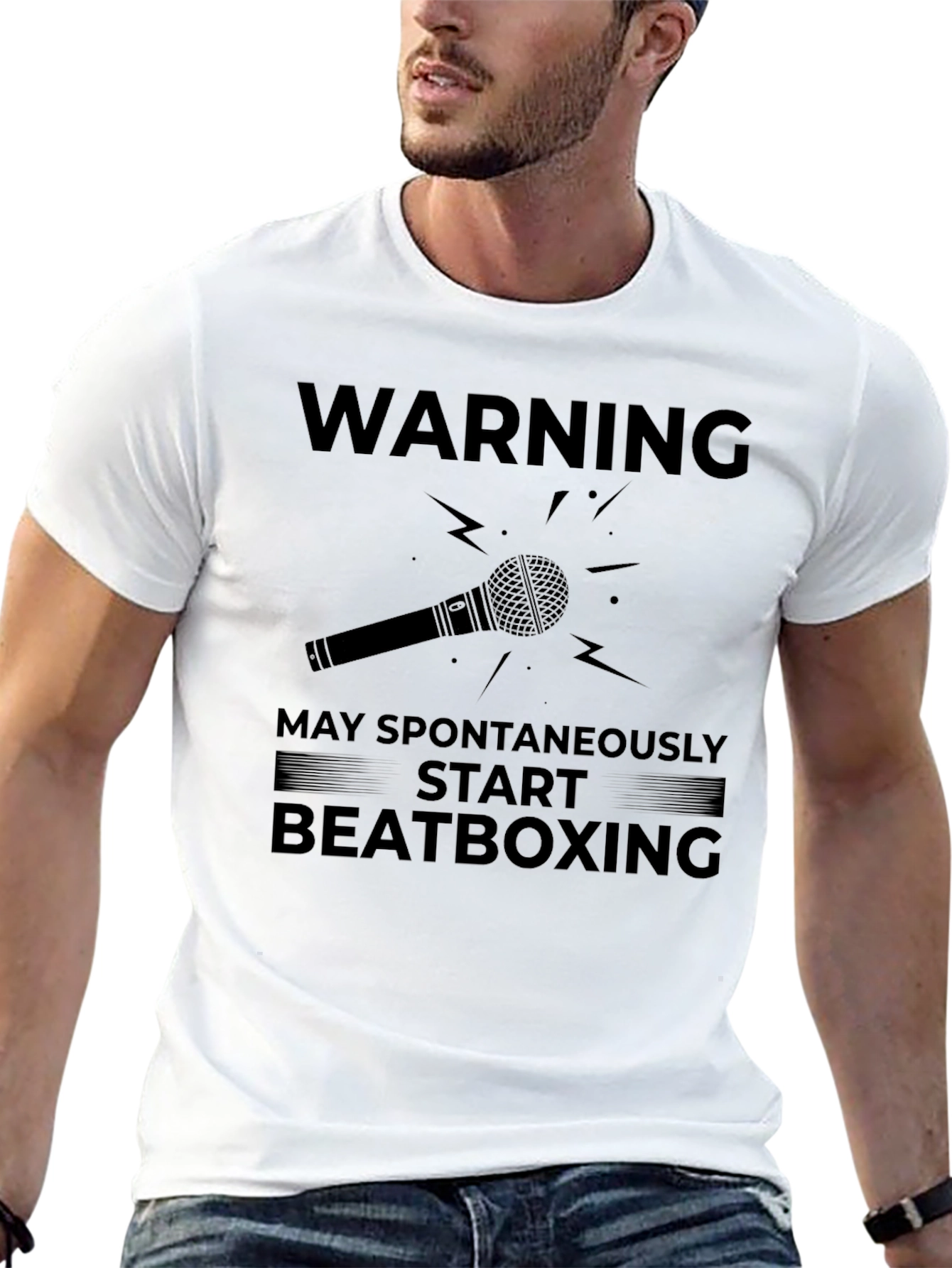 Warning May Spontaneously Start Beatboxing Black T-Shirt