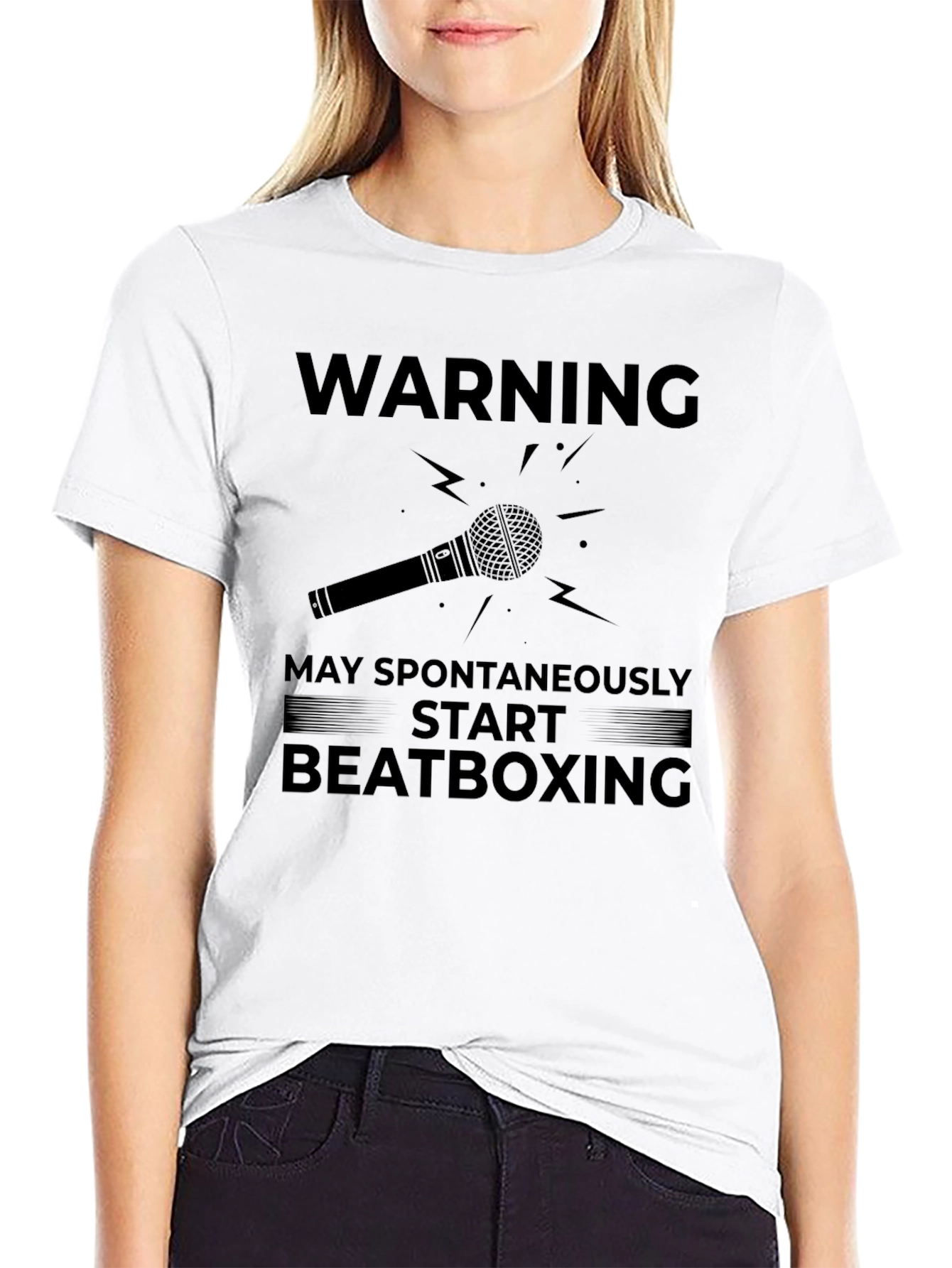 Warning May Spontaneously Start Beatboxing Black T-Shirt