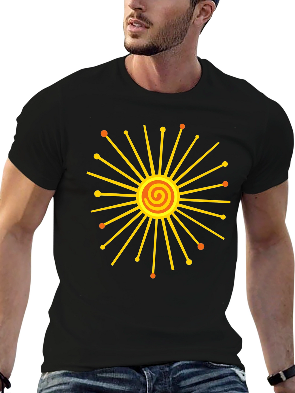 Radiant Sunburst Graphic Black T-Shirt
