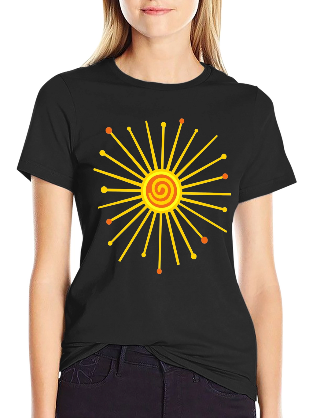Radiant Sunburst Graphic Black T-Shirt