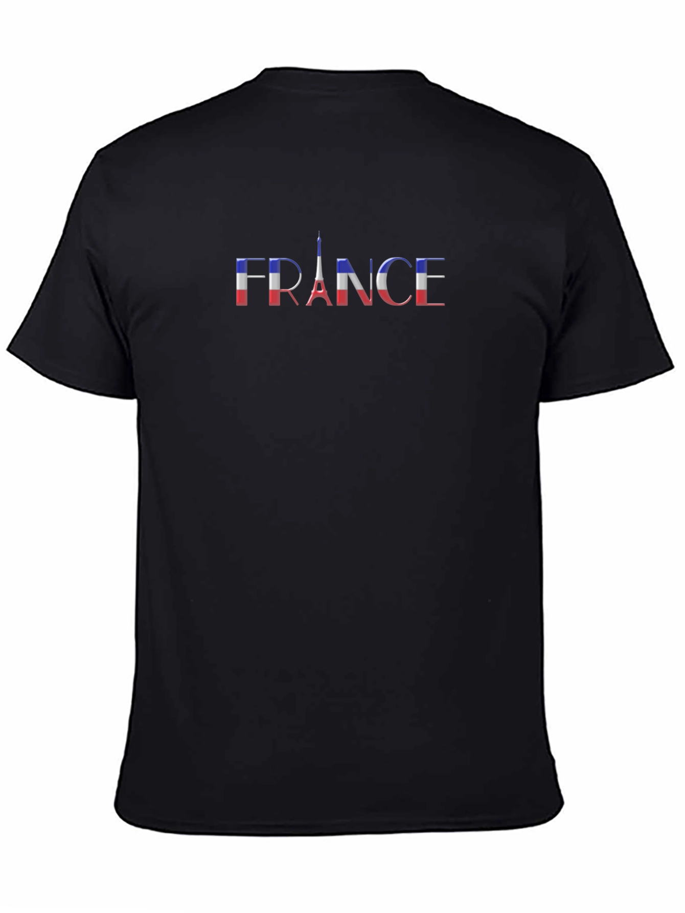 France Flag Eiffel Tower Black T-Shirt