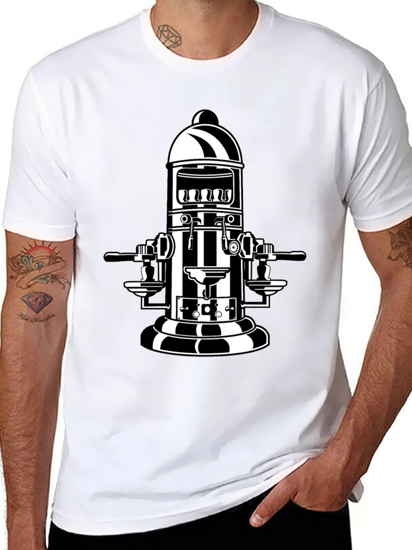 Retro Coffee Machine T-Shirt - Black