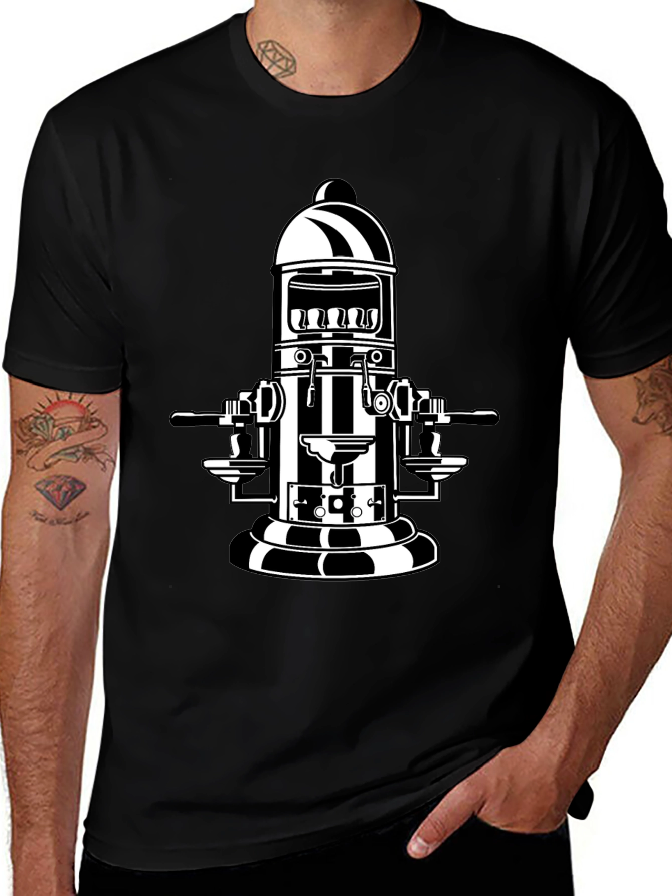 Retro Coffee Machine T-Shirt - Black