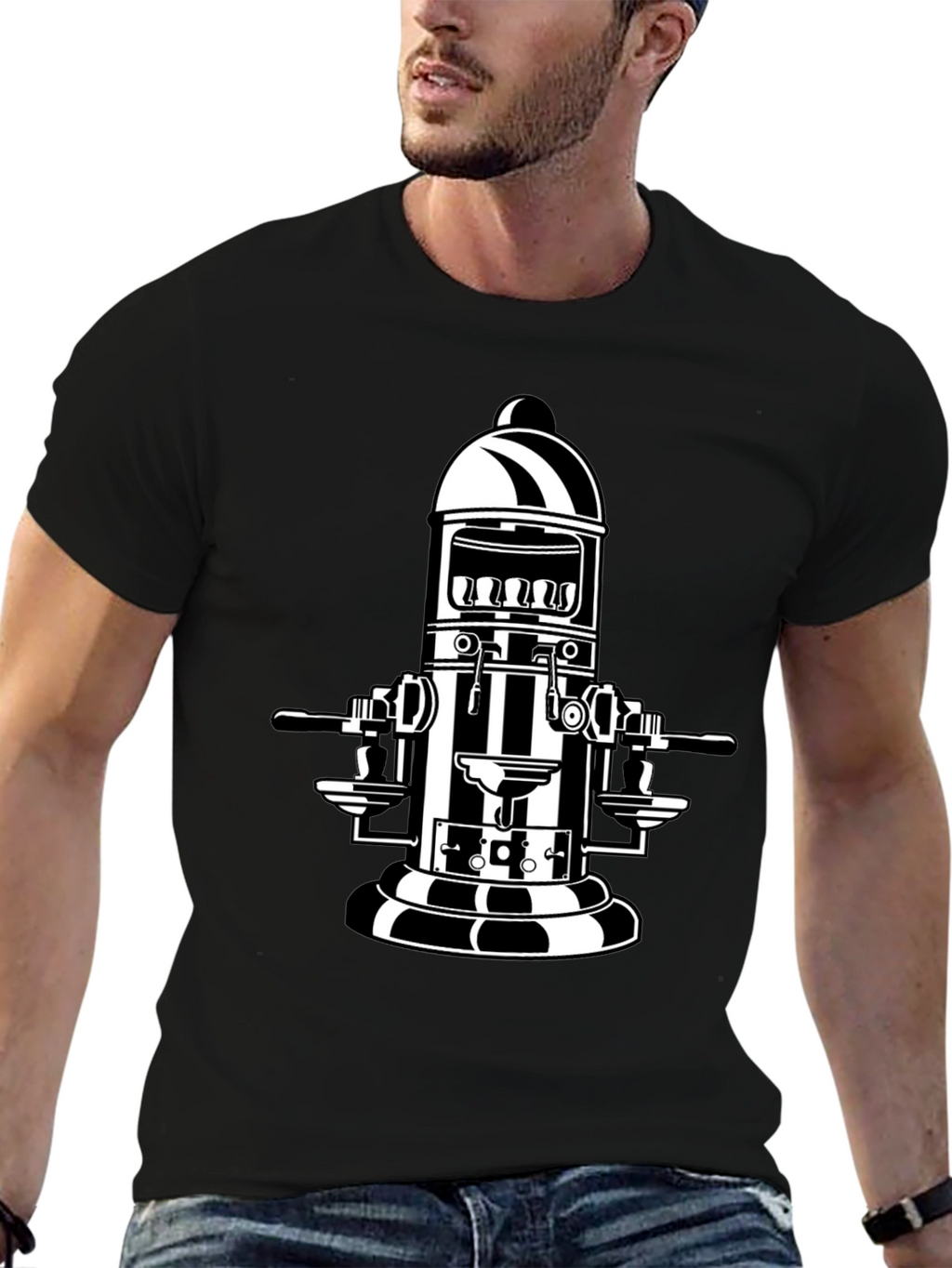 Retro Coffee Machine T-Shirt - Black