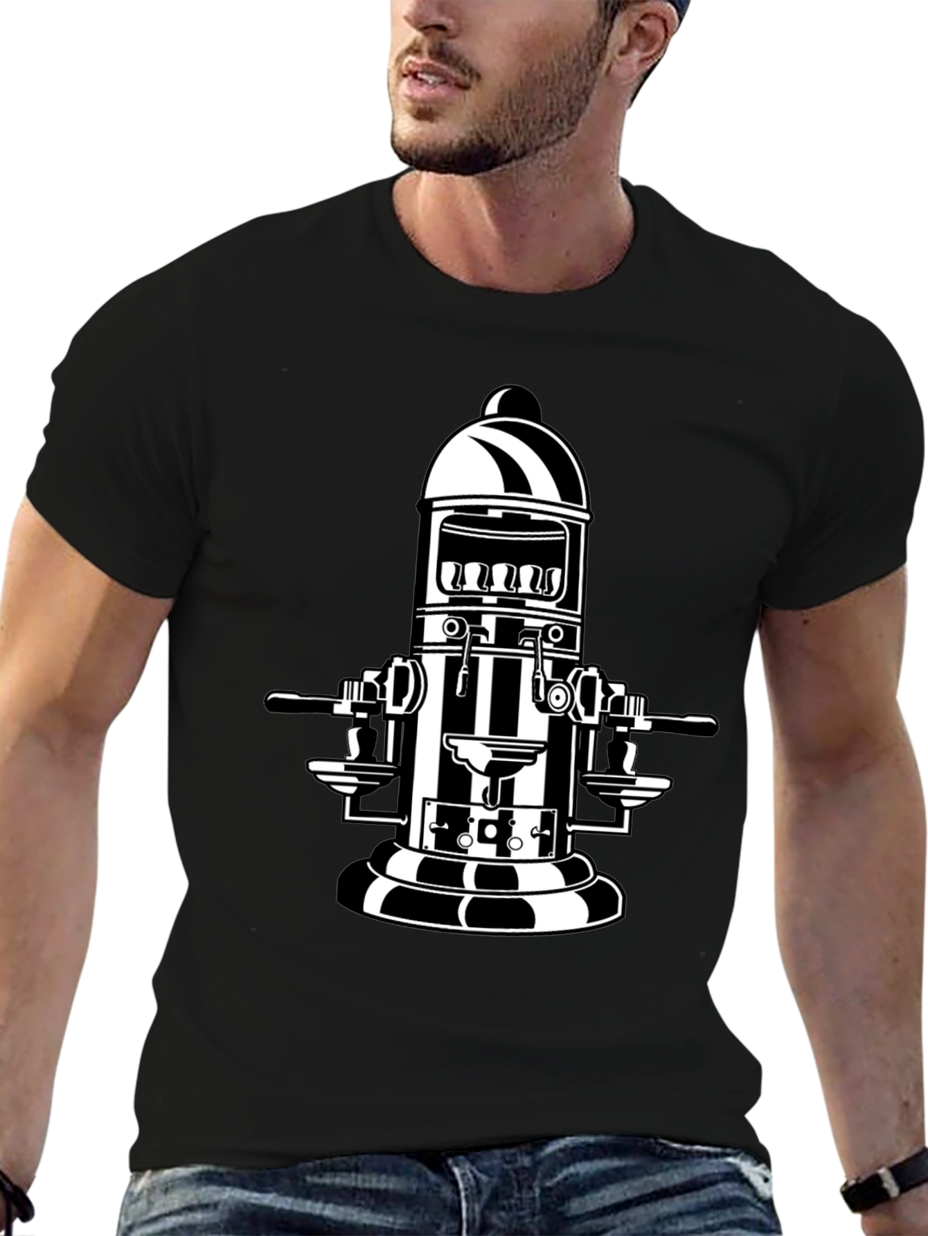 Retro Coffee Machine T-Shirt - Black