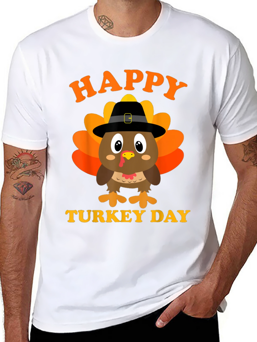 Happy Turkey Day T-Shirt Thanksgiving Black