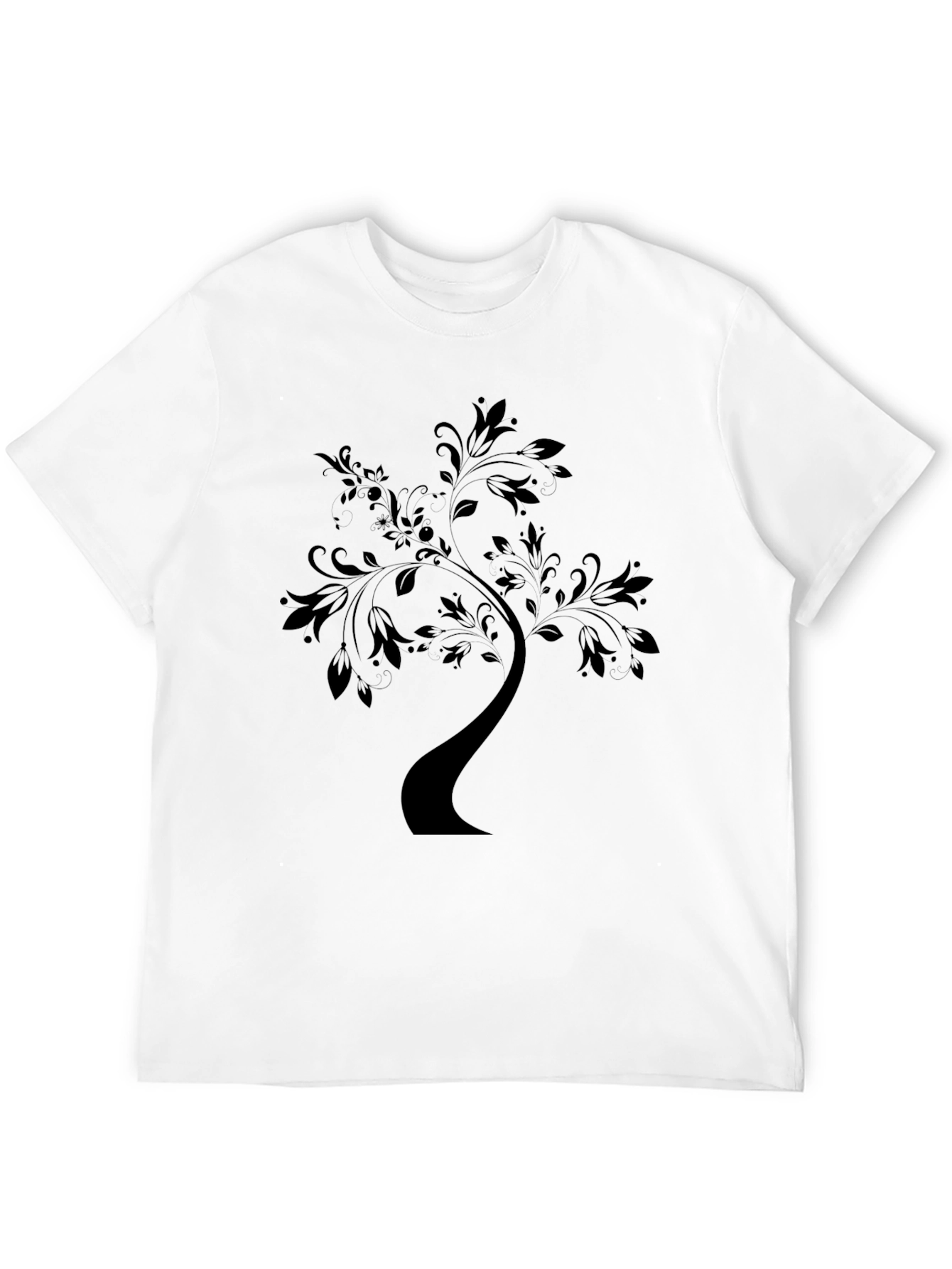 Elegant Tree Graphic Black T-Shirt