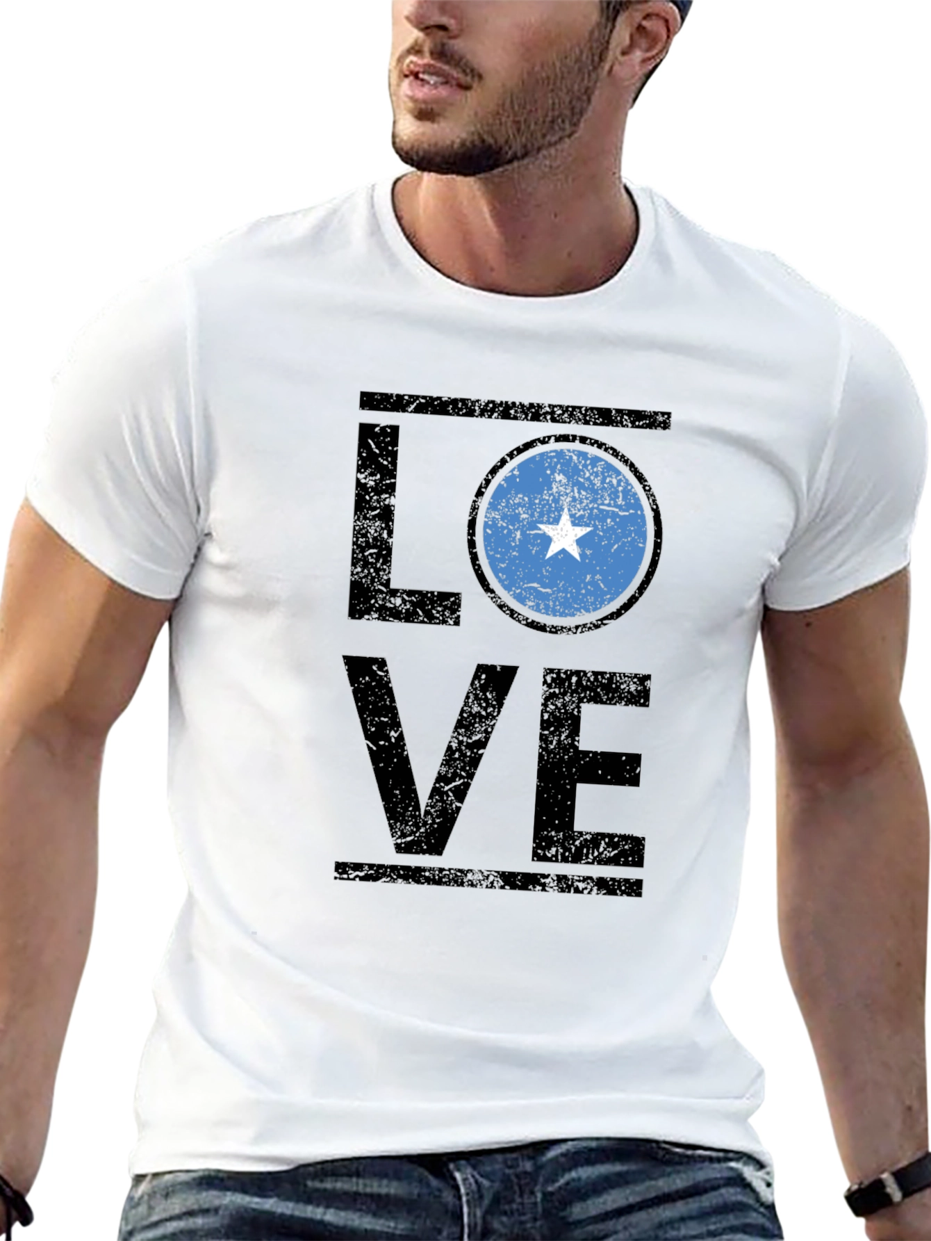 Somalia Flag LOVE T-Shirt - Black Cotton Tee