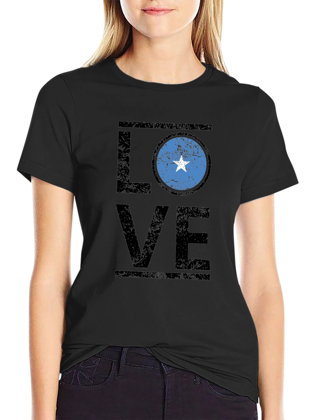 Somalia Flag LOVE T-Shirt - Black Cotton Tee