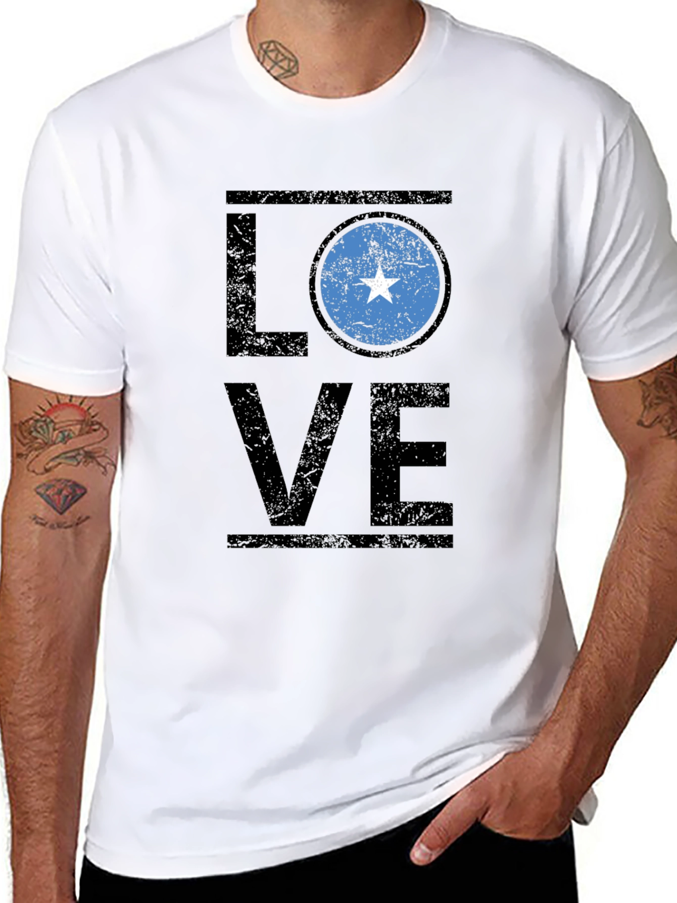 Somalia Flag LOVE T-Shirt - Black Cotton Tee
