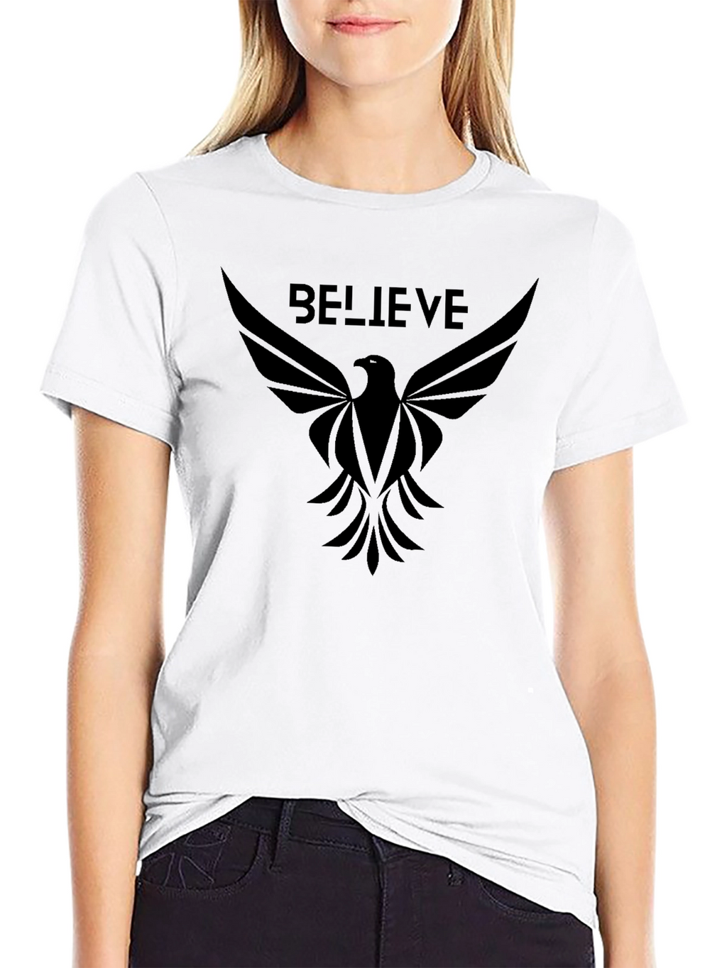 Believe Graphic T-Shirt - Black Eagle Design