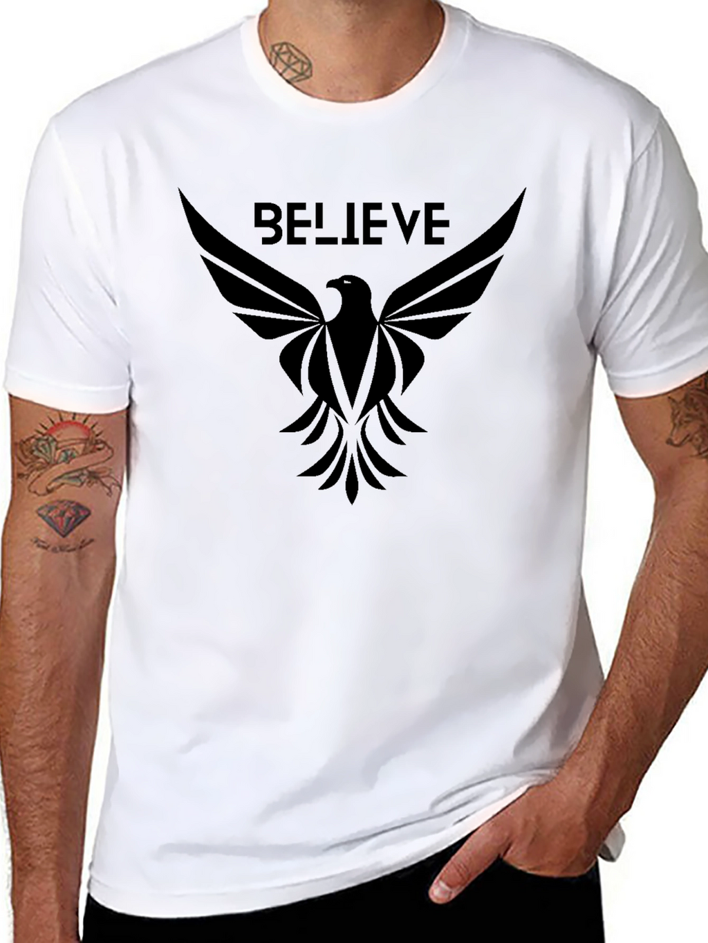 Believe Graphic T-Shirt - Black Eagle Design
