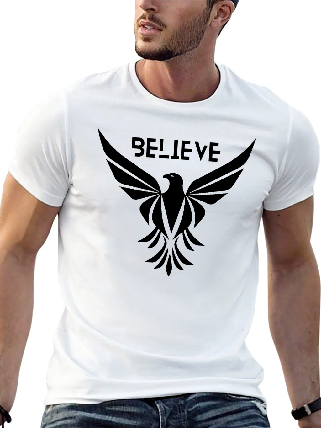 Believe Graphic T-Shirt - Black Eagle Design