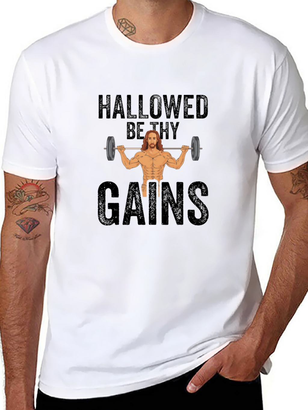 Hallowed Be Thy Gains T-Shirt Gym Fitness Apparel