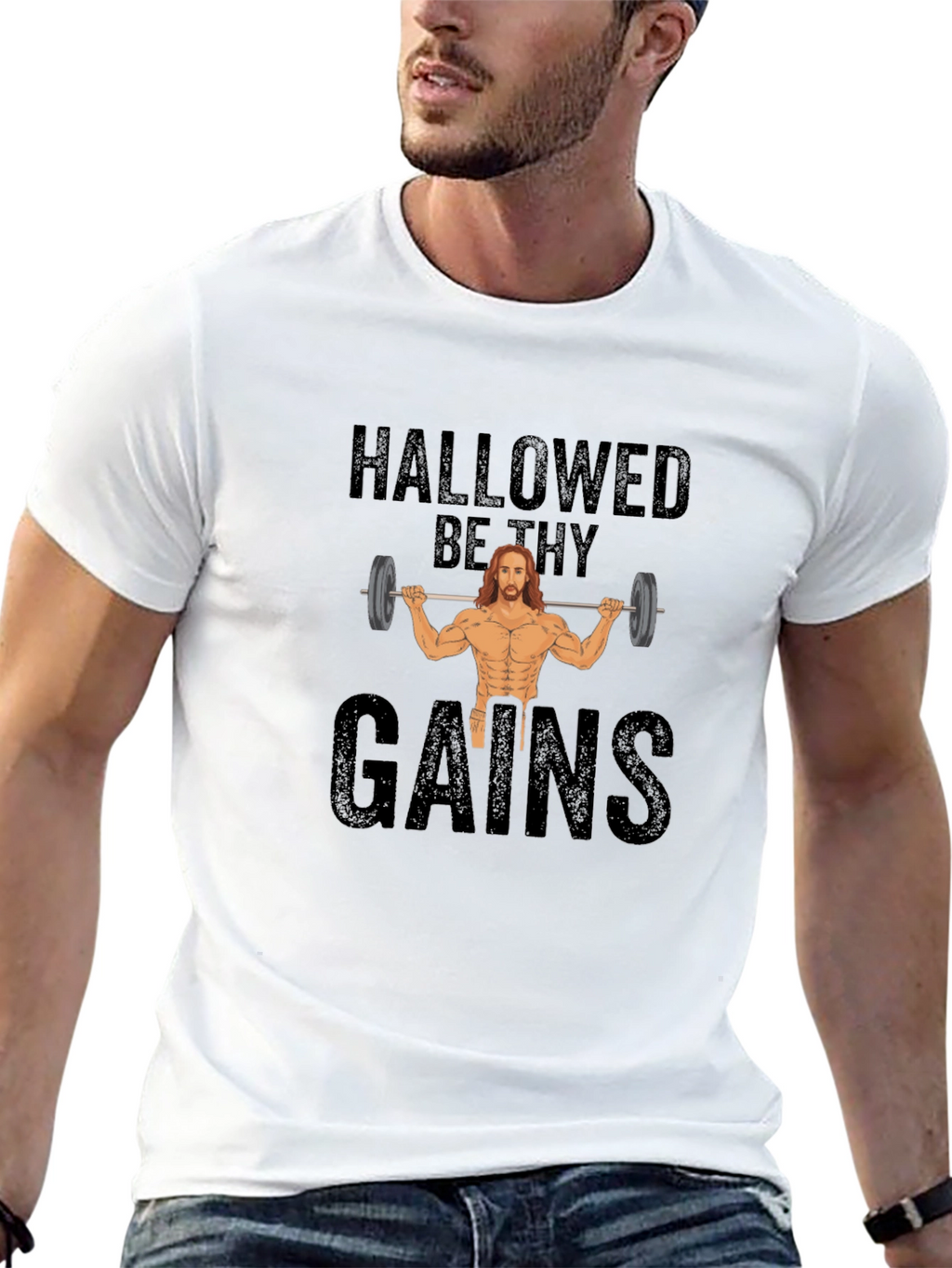 Hallowed Be Thy Gains T-Shirt Gym Fitness Apparel