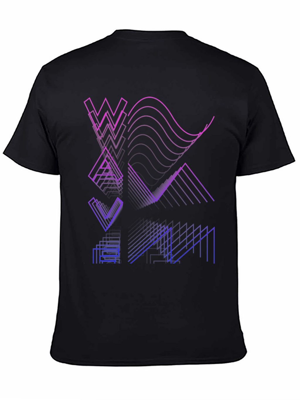 Abstract Geometric Line Art Mens Black T-Shirt