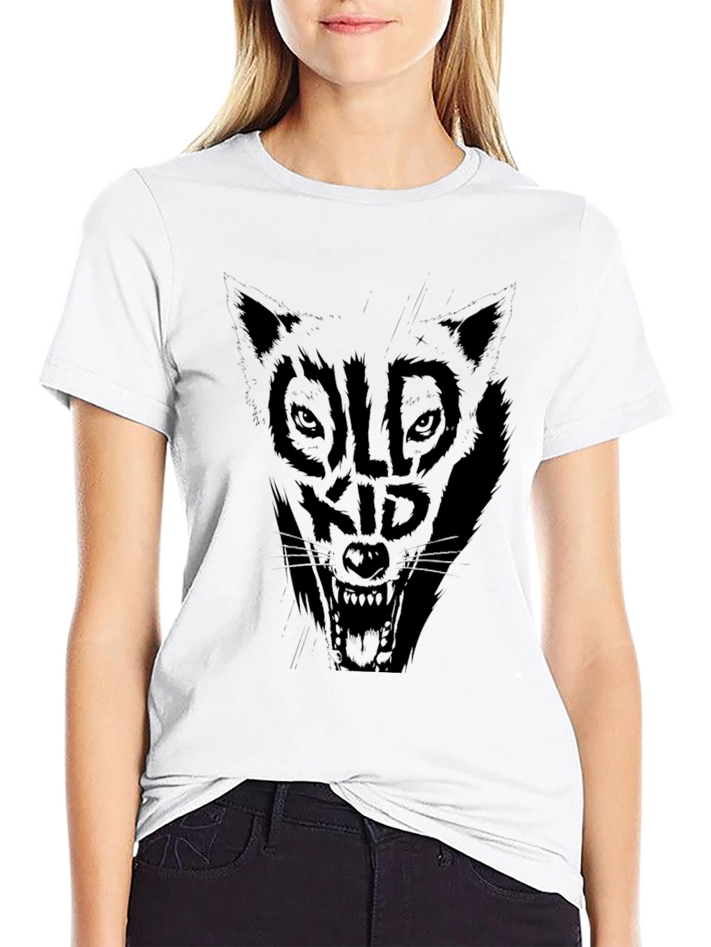 Black Old Kid Wolf Graphic Tee