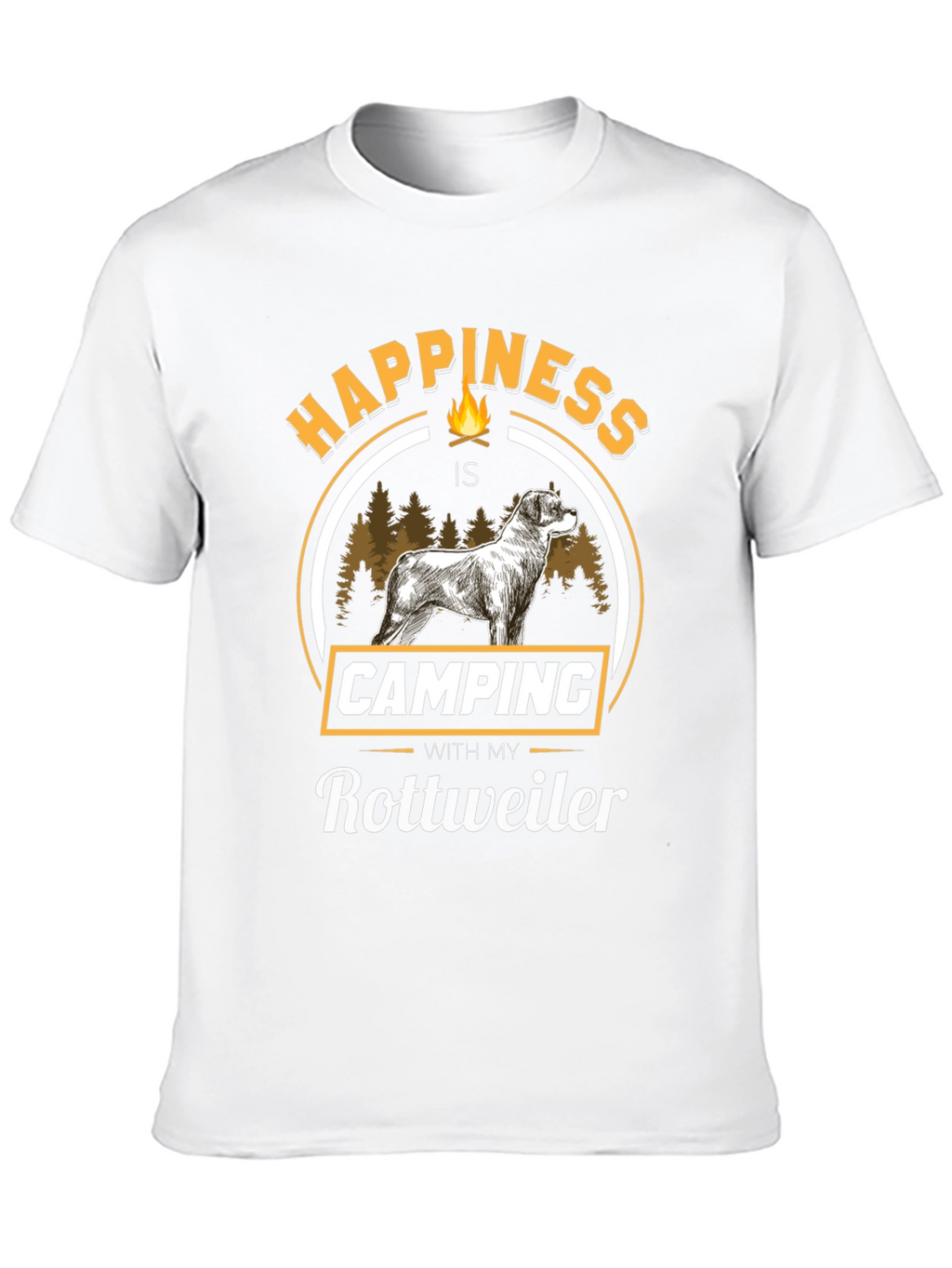 Happiness is Camping With My Rottweiler Black T-Shirt