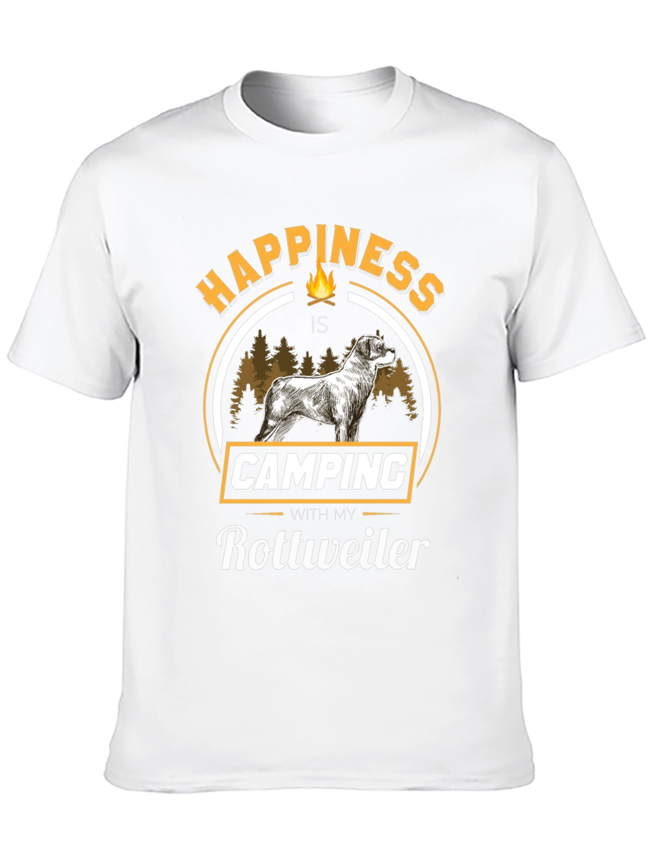 Happiness is Camping With My Rottweiler Black T-Shirt
