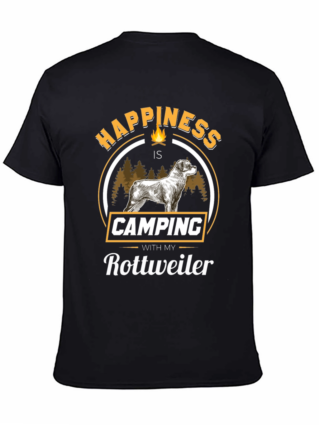 Happiness is Camping With My Rottweiler Black T-Shirt