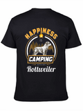 Happiness is Camping With My Rottweiler Black T-Shirt