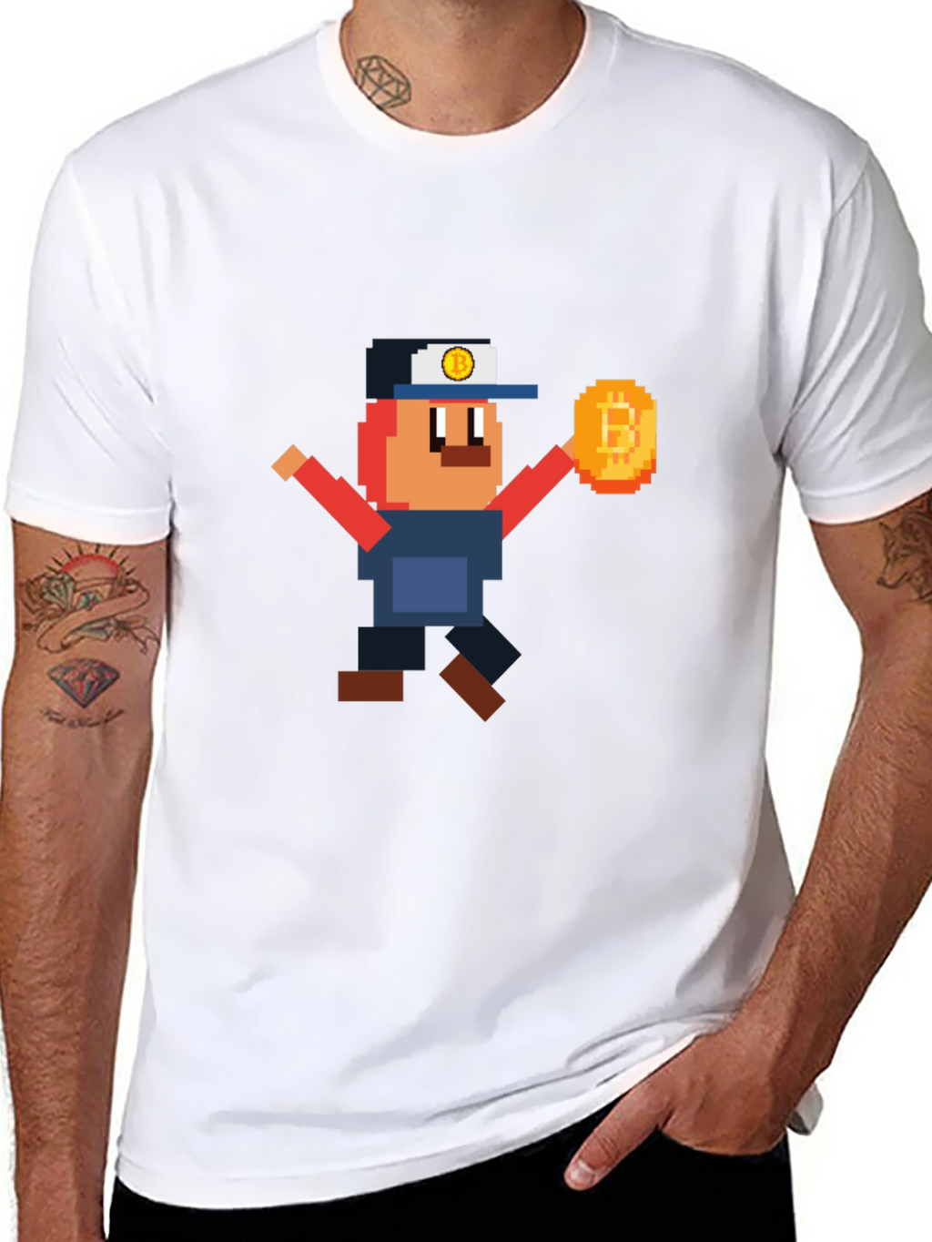 Pixel Bitcoin Miner Graphic Tee - Crypto Fan Shirt