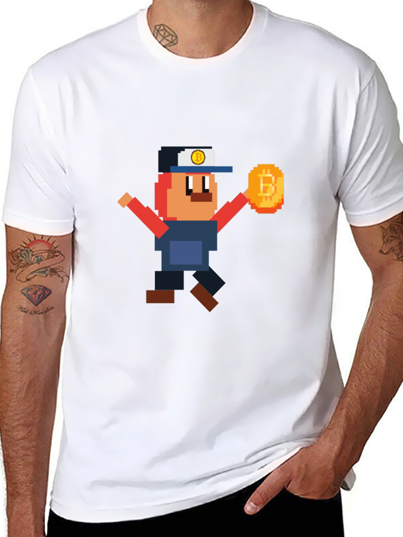Pixel Bitcoin Miner Graphic Tee - Crypto Fan Shirt