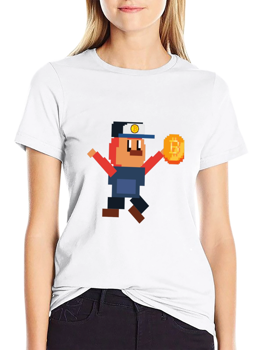 Pixel Bitcoin Miner Graphic Tee - Crypto Fan Shirt