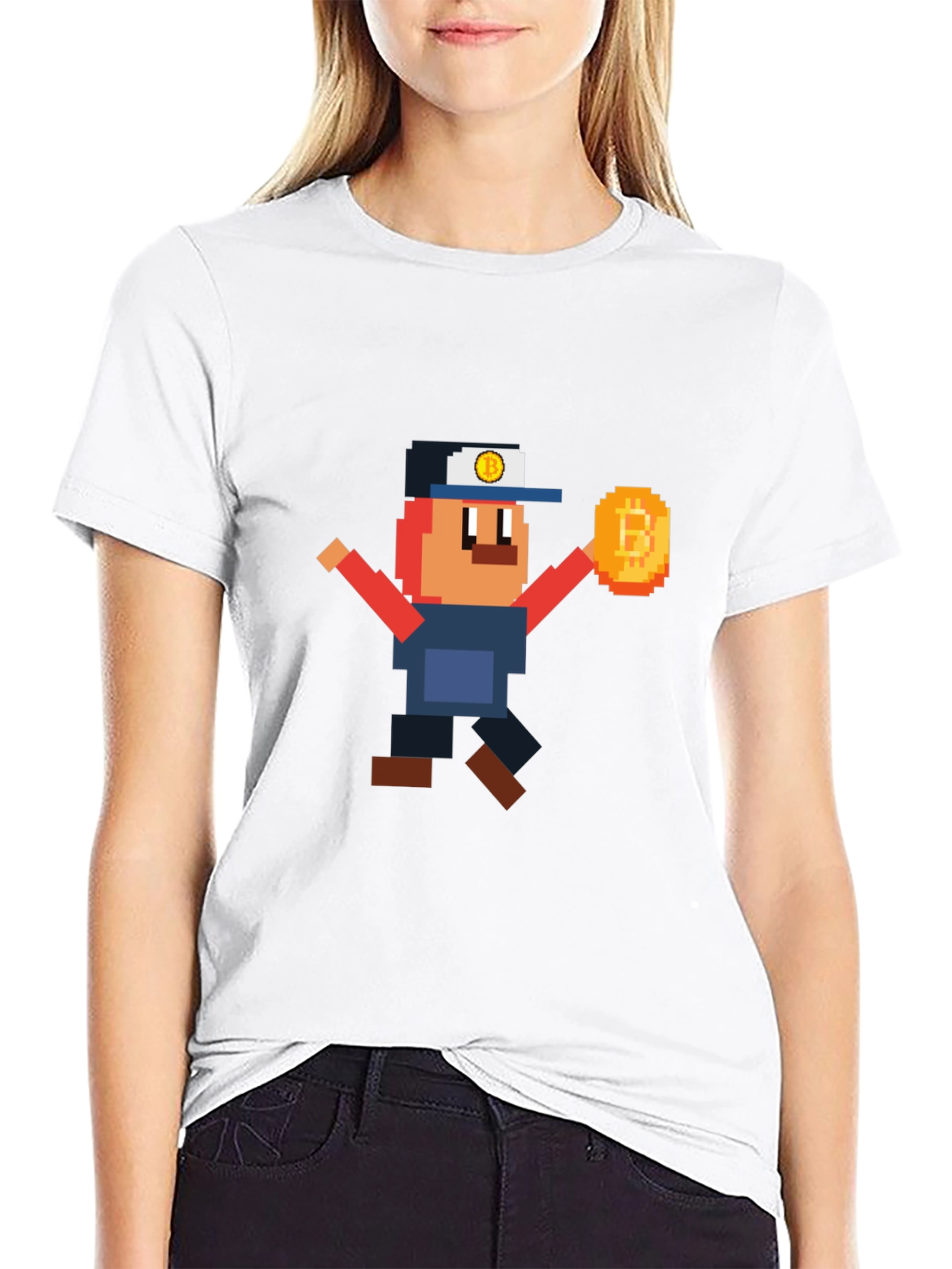 Pixel Bitcoin Miner Graphic Tee - Crypto Fan Shirt