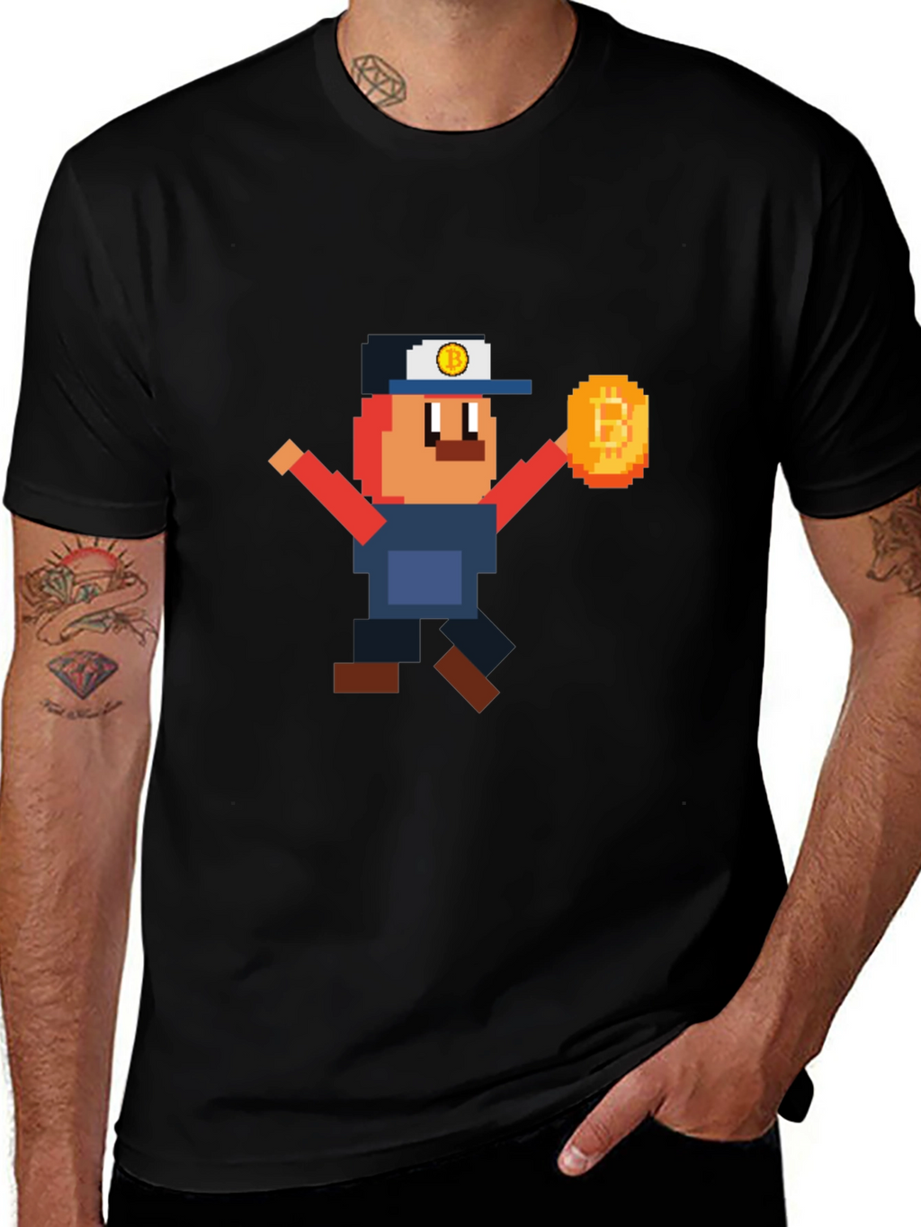 Pixel Bitcoin Miner Graphic Tee - Crypto Fan Shirt