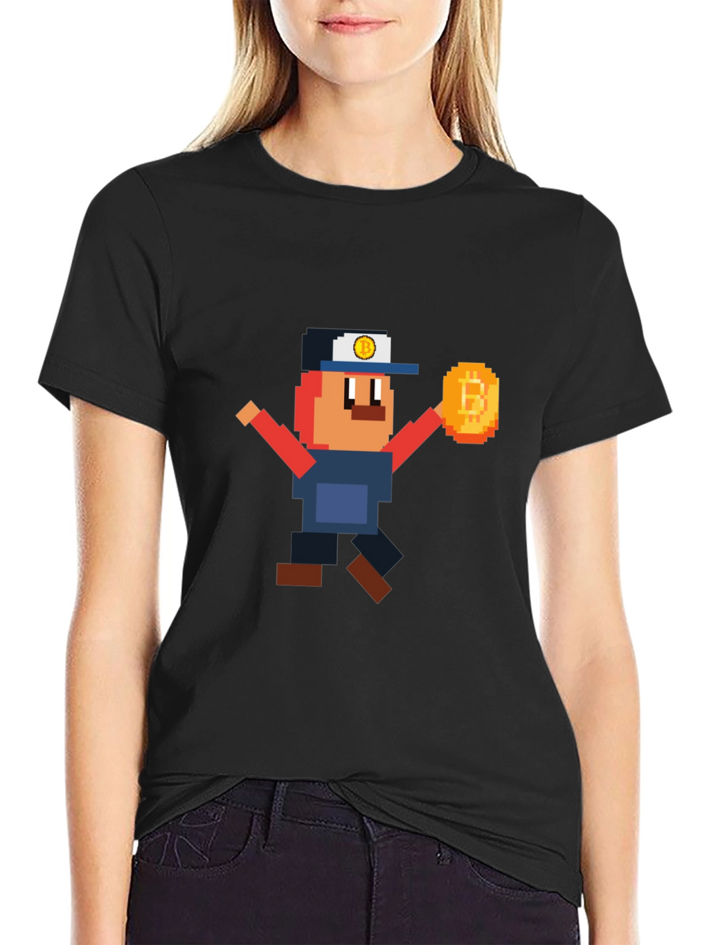 Pixel Bitcoin Miner Graphic Tee - Crypto Fan Shirt