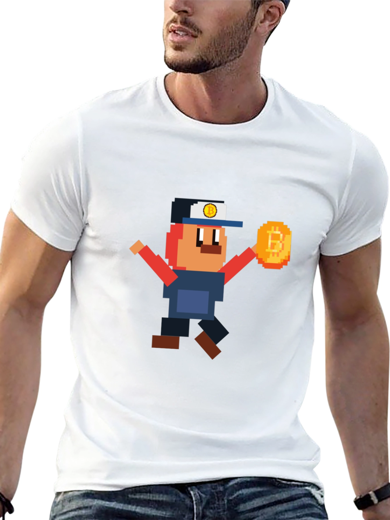 Pixel Bitcoin Miner Graphic Tee - Crypto Fan Shirt