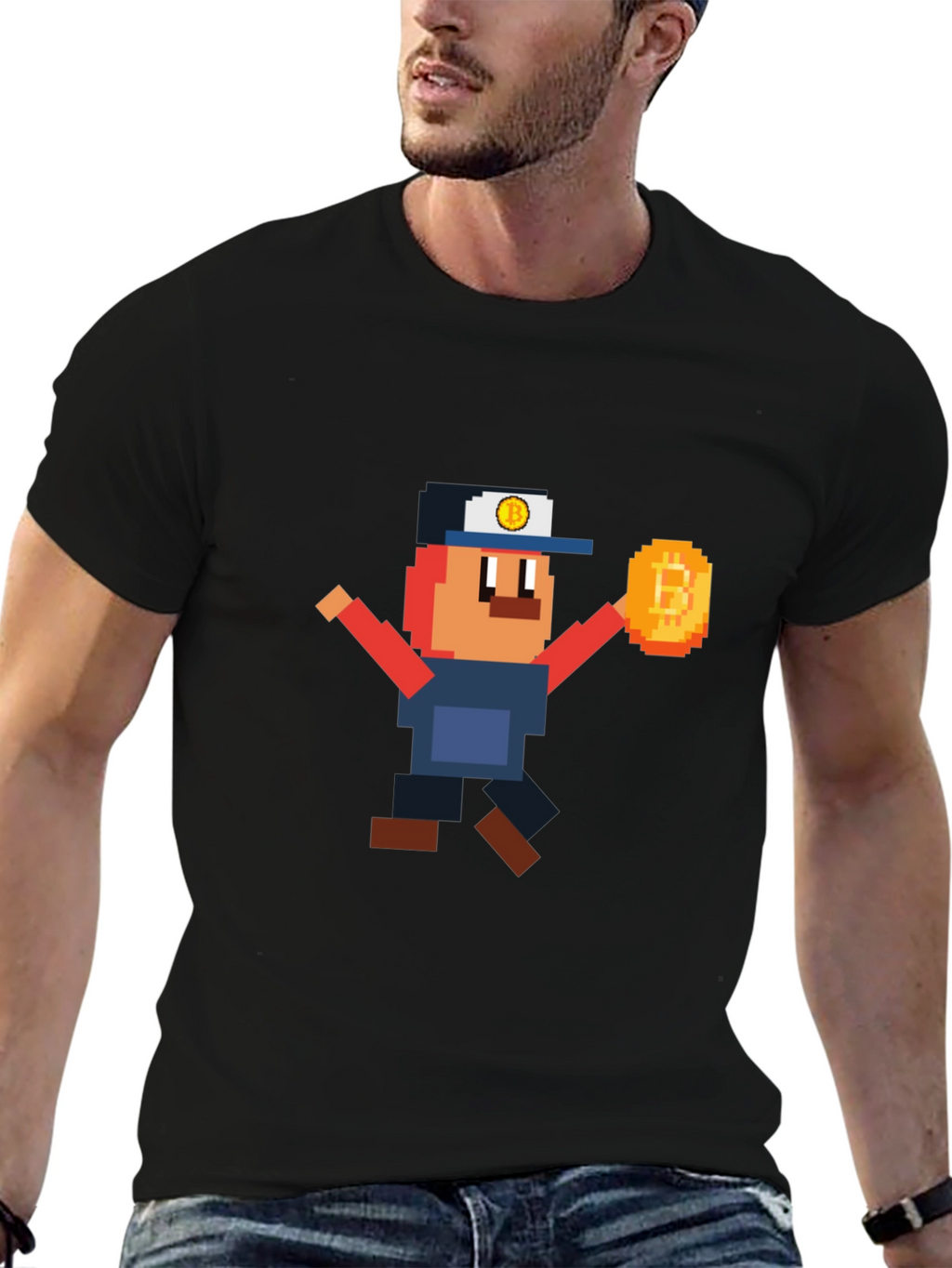 Pixel Bitcoin Miner Graphic Tee - Crypto Fan Shirt