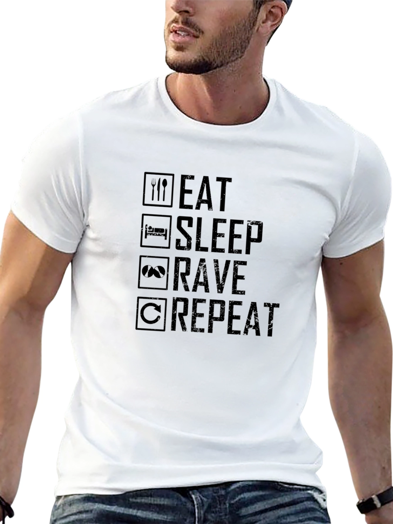 Eat Sleep Rave Repeat Black T-Shirt EDM Festival