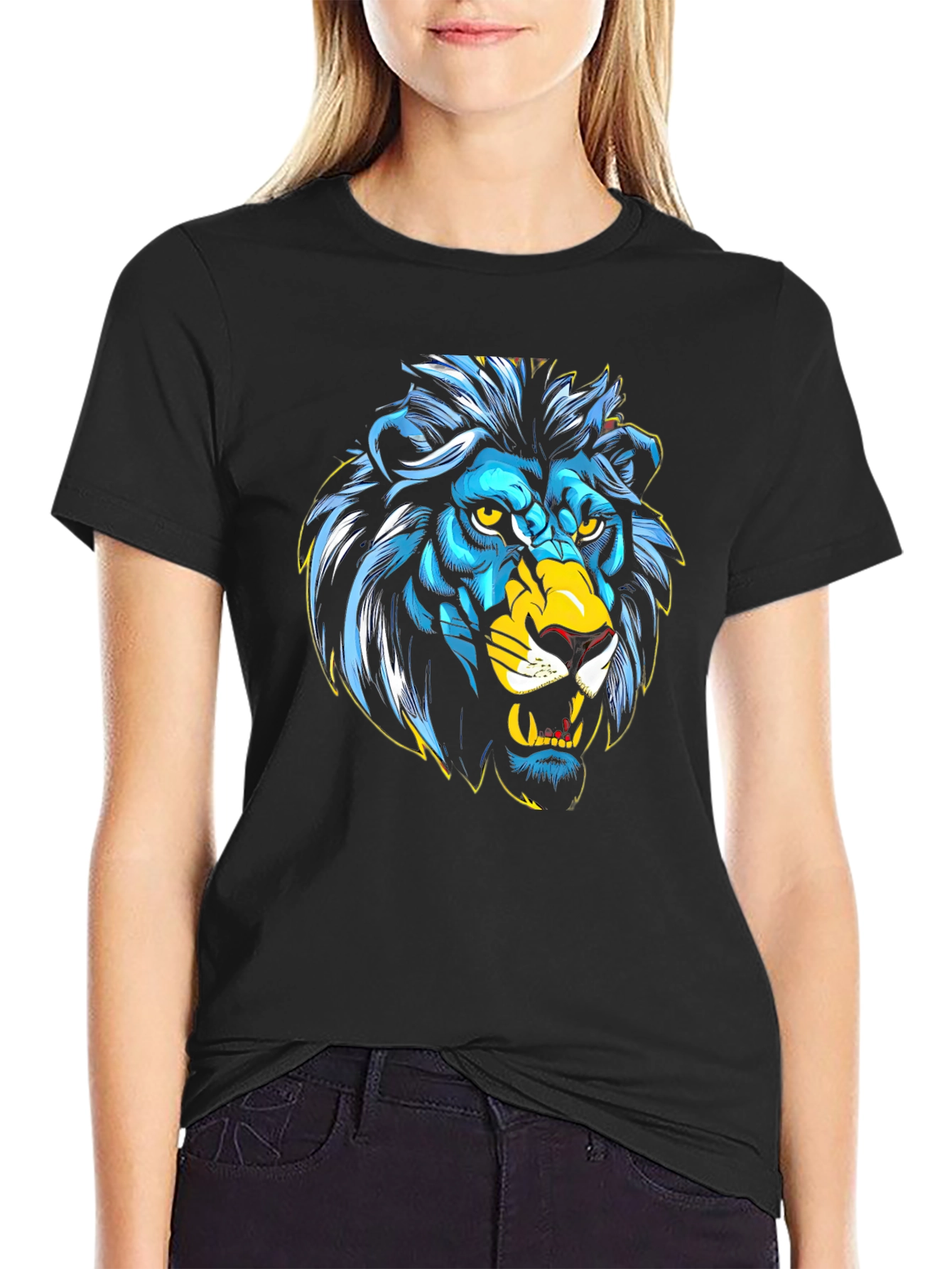 Lion Graphic Black T-Shirt - Bold Animal Print