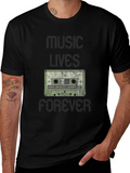 Music Lives Forever Retro Cassette Tape Graphic Tee
