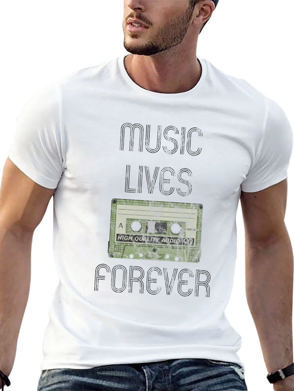 Music Lives Forever Retro Cassette Tape Graphic Tee