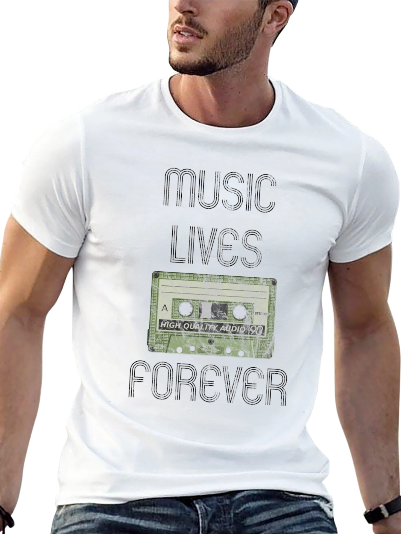 Music Lives Forever Retro Cassette Tape Graphic Tee