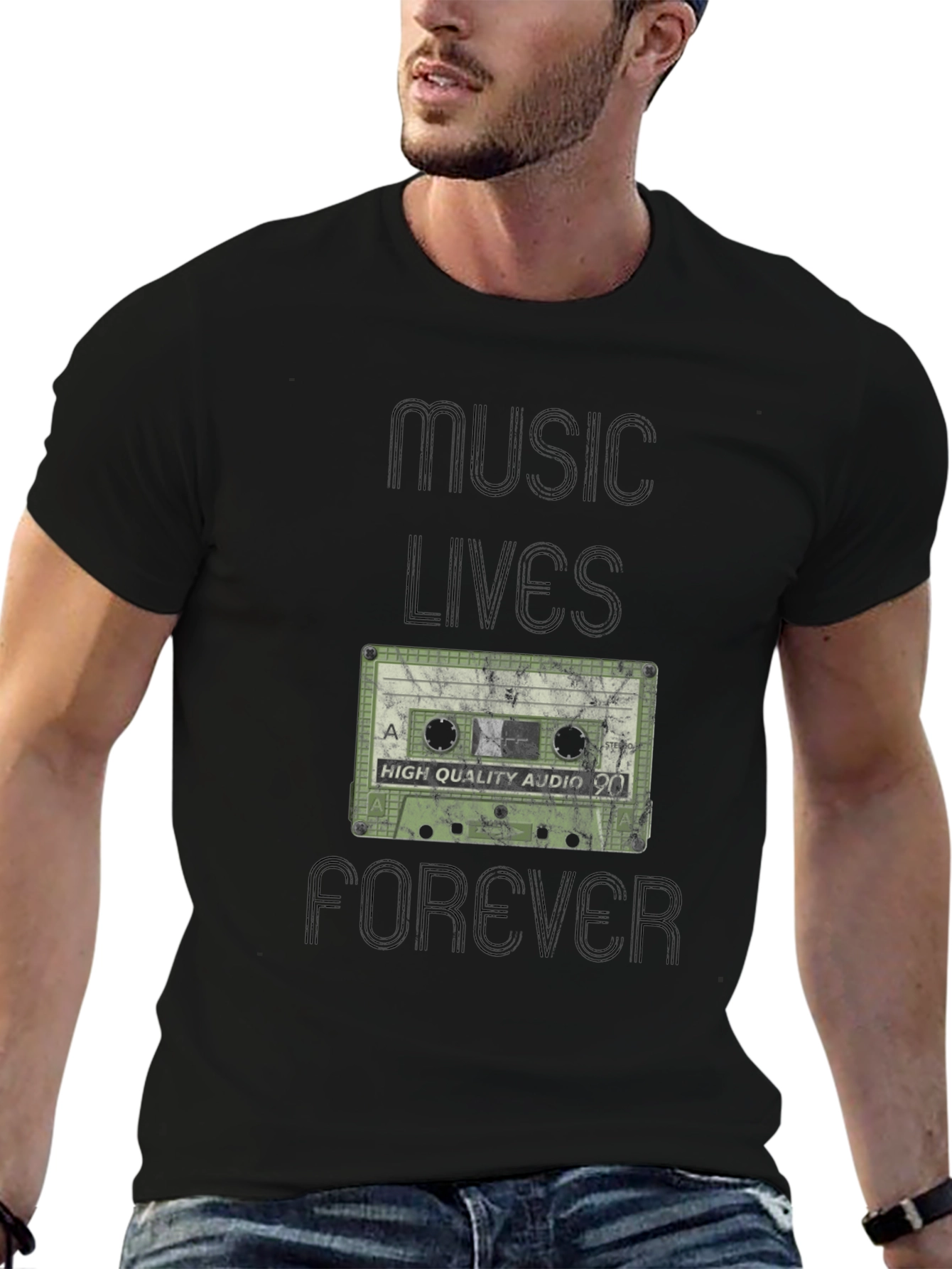 Music Lives Forever Retro Cassette Tape Graphic Tee