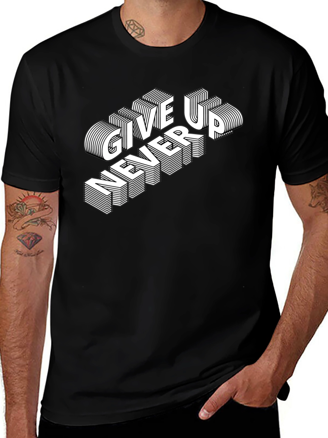 Never Give Up Graphic Tee - Stylish Statement Shirt