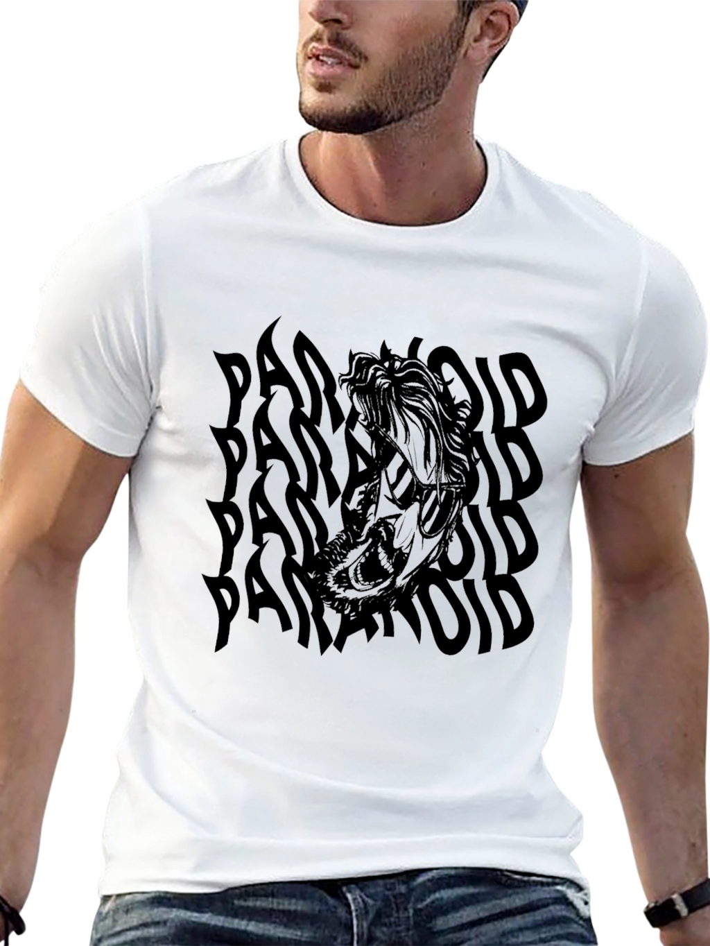 Paranoid Graphic Print Black T-Shirt