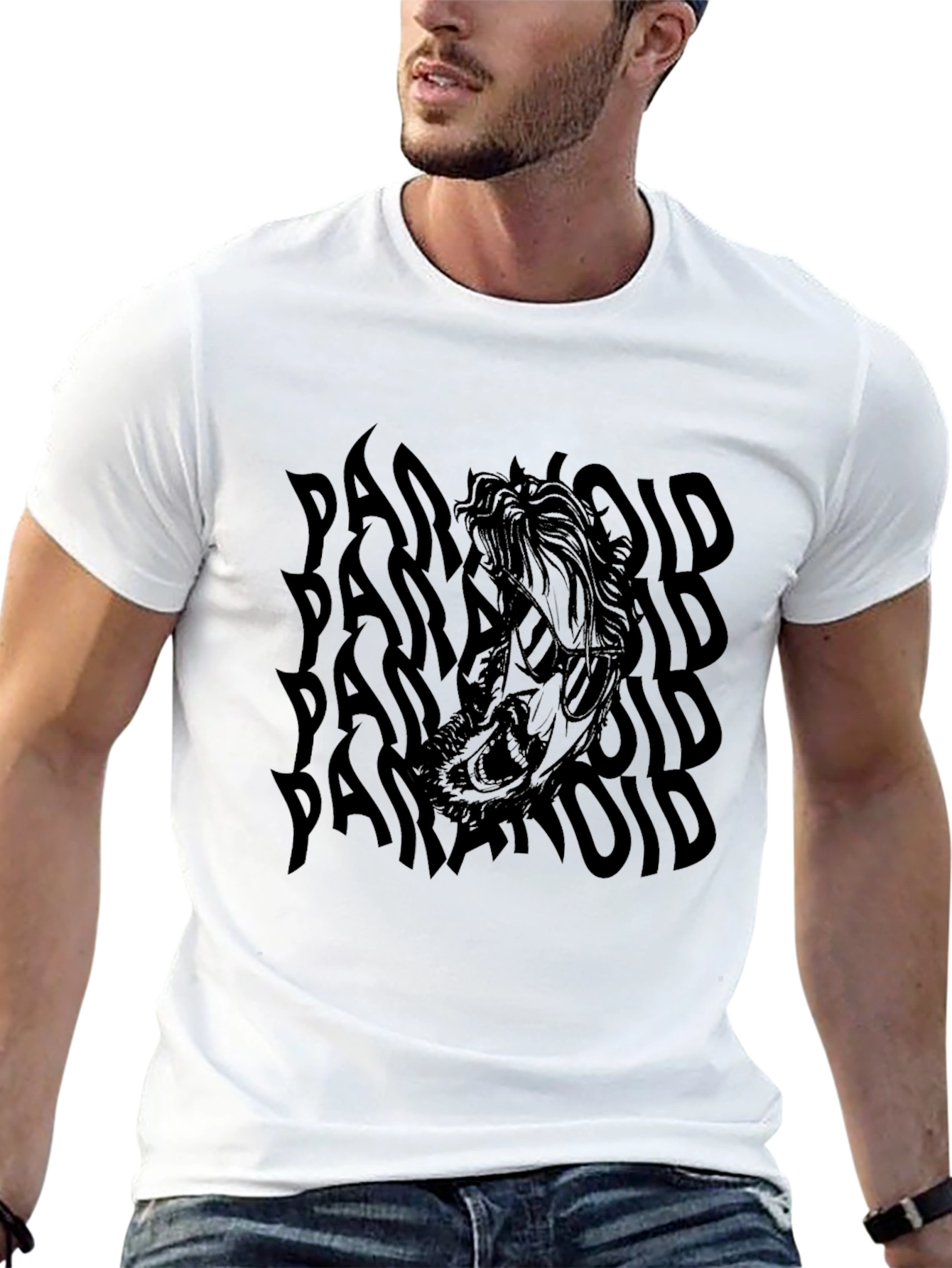 Paranoid Graphic Print Black T-Shirt