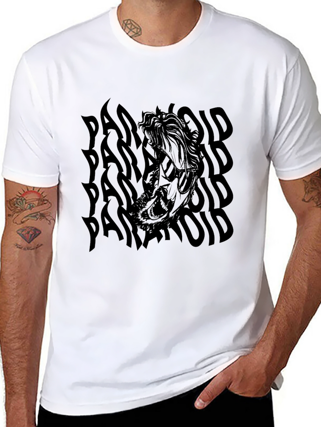 Paranoid Graphic Print Black T-Shirt