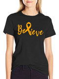 Believe Gold Ribbon Black T-Shirt