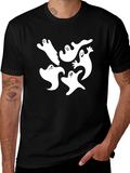 Spooky Ghost Graphic Tee - Black Cotton Blend Shirt