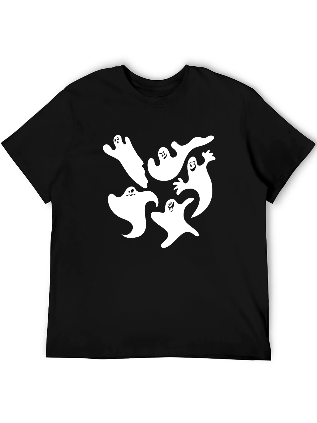 Spooky Ghost Graphic Tee - Black Cotton Blend Shirt