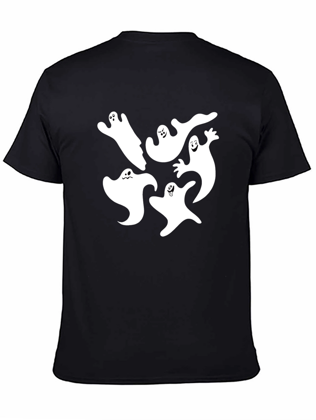 Spooky Ghost Graphic Tee - Black Cotton Blend Shirt